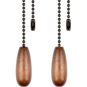Sinvic Ceiling Light Fan Pull Chain Extension 12'' Long Metal Bead Ball Chain with Walnut Wood Pendant 2 Pcs