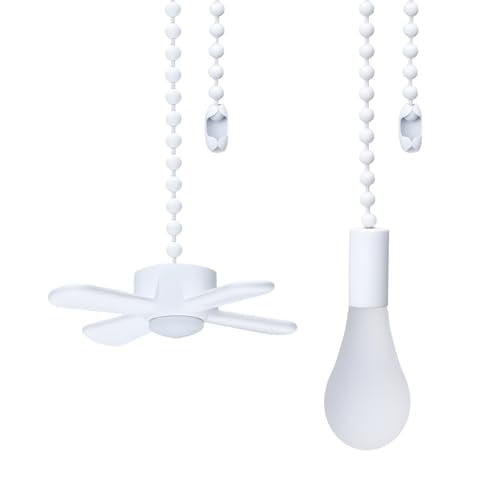 Ceiling Fan Pull Chain Extender with Decorative Frosted Glass Bulb and Fan Cord,Fit All Standard 3mm Diameter Ceiling Fans and Light Fixtures Factory Pull (White)