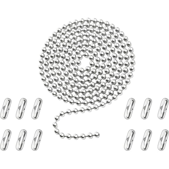 Ceiling Fan Pull Chain Extension Kit, 120-Inch Stainless Steel | 3 mm beaded chain with 12 connectors for extending or replacing most ceiling fan and light fixture pull chains.