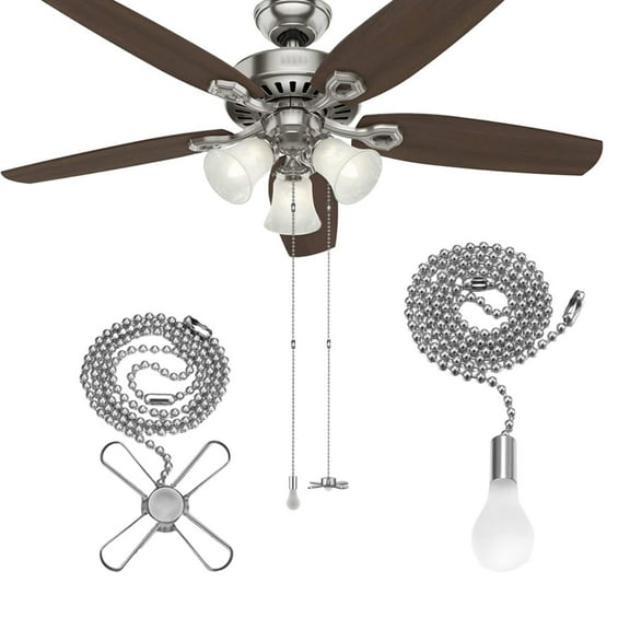 Ceiling Fan Pull Chain Extension (Light Beaded Cord, Pendant Lamp Accessory), Metal Ceiling Fan Pull Chain Beaded Extension, With Light Bulb For Fan Accessories, Meiiso