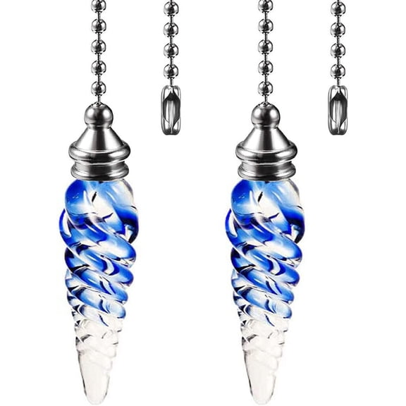 Ceiling Fan Pull Chain Ornaments 12 Inches Crystal Glass Fan String Pulls Extension, Pull Chains for Ceiling Fans and Lights 2 Pcs(Nickel)