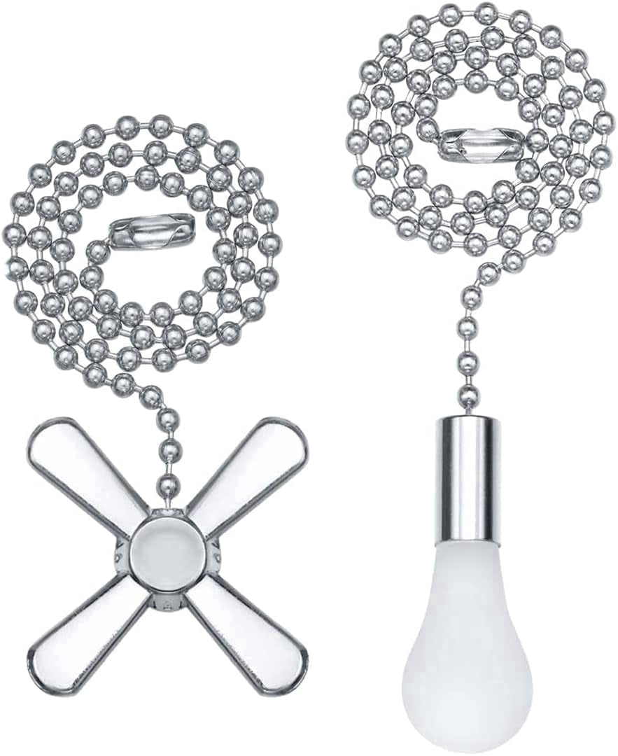 Sinvic 2Pcs 12 inch Silvery Ceiling Fan Pull Chain Extension with ...