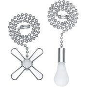 Sinvic 2Pcs 12 inch Silvery Ceiling Fan Pull Chain Extension with Decorative Pendent for Light and Fan