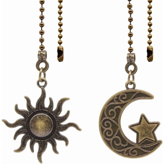 Sinvic 2 Pcs 12 Inch Bronze Ceiling Fan Pull Chain  Extension With Decorative Ornament Bohemia Totem Pendant For Fan and Light