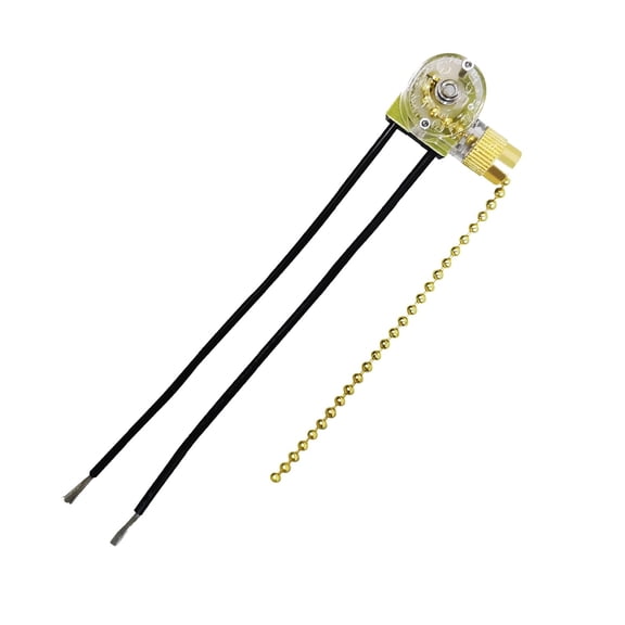Ceiling Fan Pull Chain Switch Zing Ear ZE-109 3A/250VAC 6A/125VAC 125VL Replacement ON-Off Speed Control Switch Compatible Hunter Closet Lights Wall Lamp Two Wire Switches (Gold Chain)