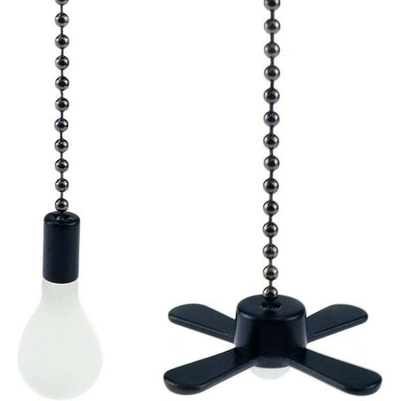 Ceiling Fan Pull Chain, for 12-inch Light Bulb and Fan Cord Extension Chains,Black,1Set
