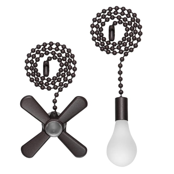 Ceiling Fan Pull Chain with Decorative Frosted Glass,Easy-to-Identify Fan and Bulb Design,12" Long Extension Chain - Silver
