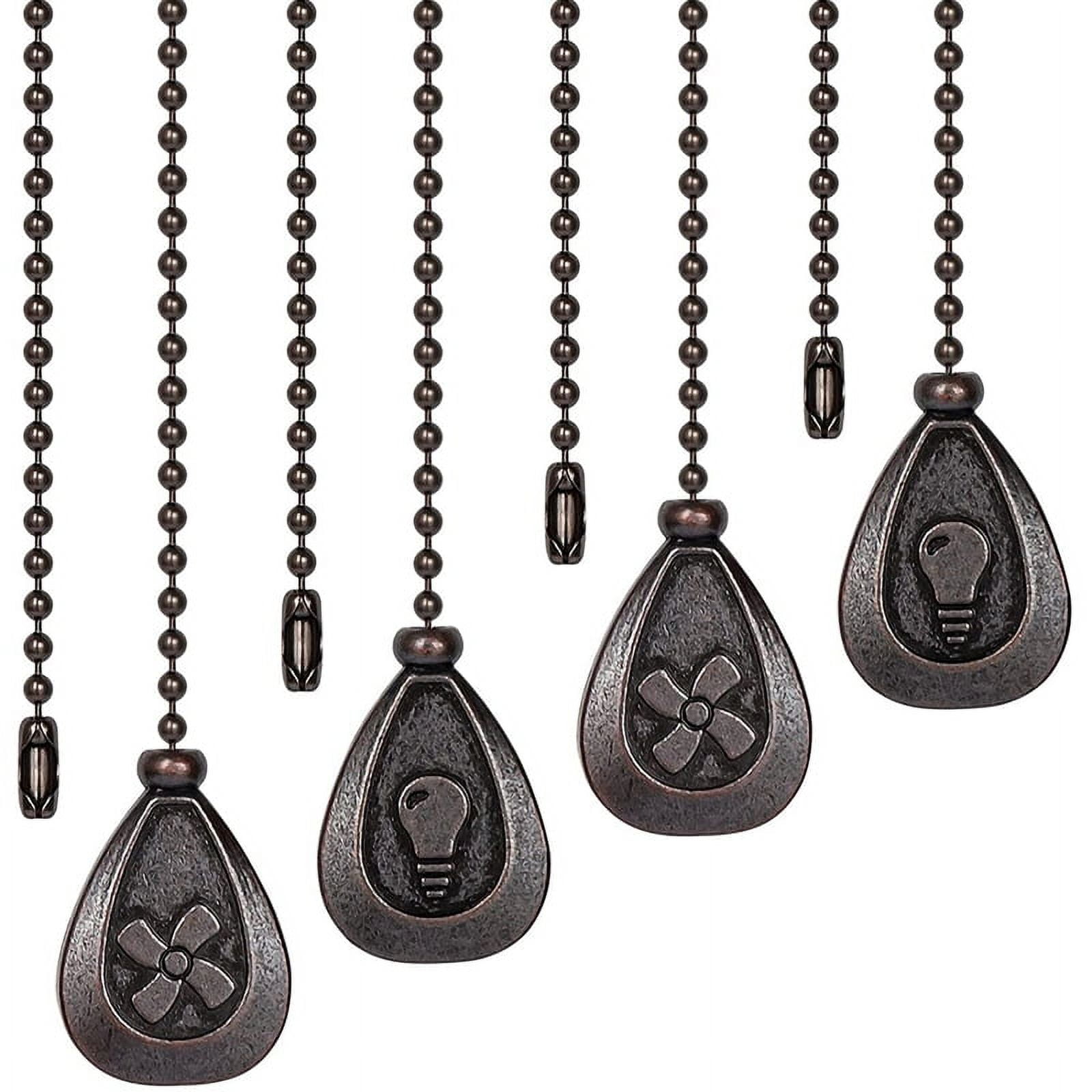 Ceiling Fan Pull Chains,4Pcs Bronze Extension Fan, Lamp Pull Chain Decorative Extender Ornament
