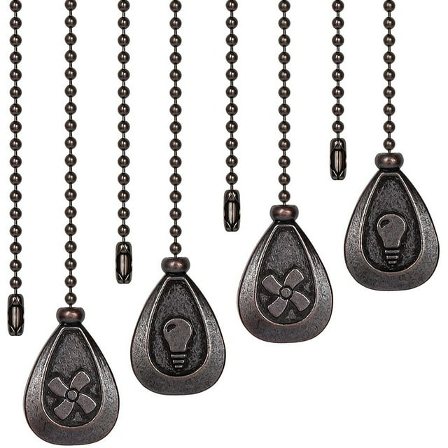 Ceiling Fan Pull Chains,4Pcs Bronze Extension Fan, Lamp Pull Chain Decorative Extender Ornament