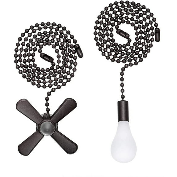 Ceiling Fan Pull Extension Chain with Easily Identifiable Light and Fan Cord (Lengthened 24 inch, ORB)