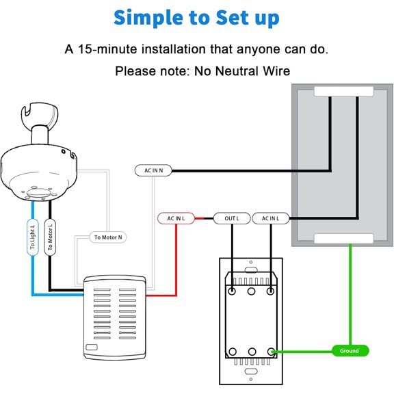 Ceiling Fan Remote Control Kit, Universal Smart WiFi Ceiling Fan Remote Control with Small Size Receiver for Hunter//Westinghouse/Honeywell/Other Ceiling Fan Compatible with Alexa