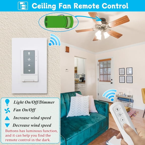 Ceiling Fan Remote Control Kit with Light Dimmer and 3 Speeds for Hampton Bay Harbor Breeze