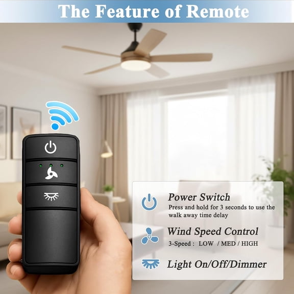 Ceiling Fan Remote Control Kit with Receiver, for Hampton Bay & Home Decorators Fans, , Harbor Breeze, 3-Speed, Light Dimmer
