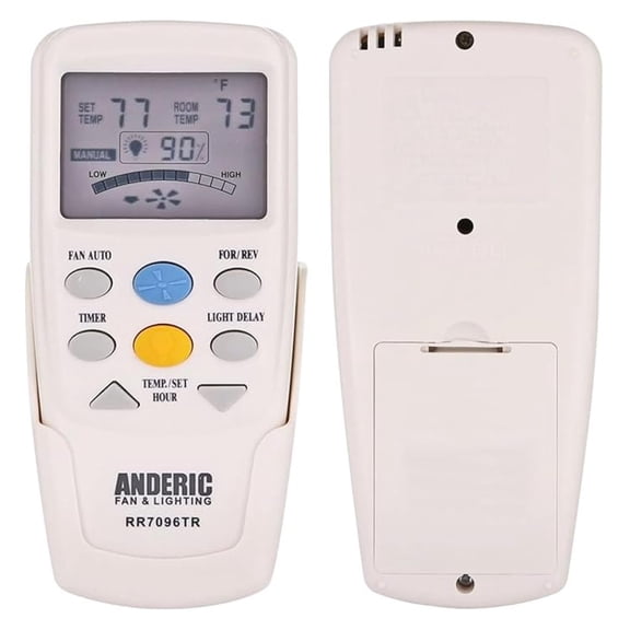 Ceiling Fan Remote Control RR7096TR - Replacement for Hampton Bay CHQ7096T, UC7067FCRX, UC70960TX - 303MHz Thermostat Fan Speed & Light Dimmer