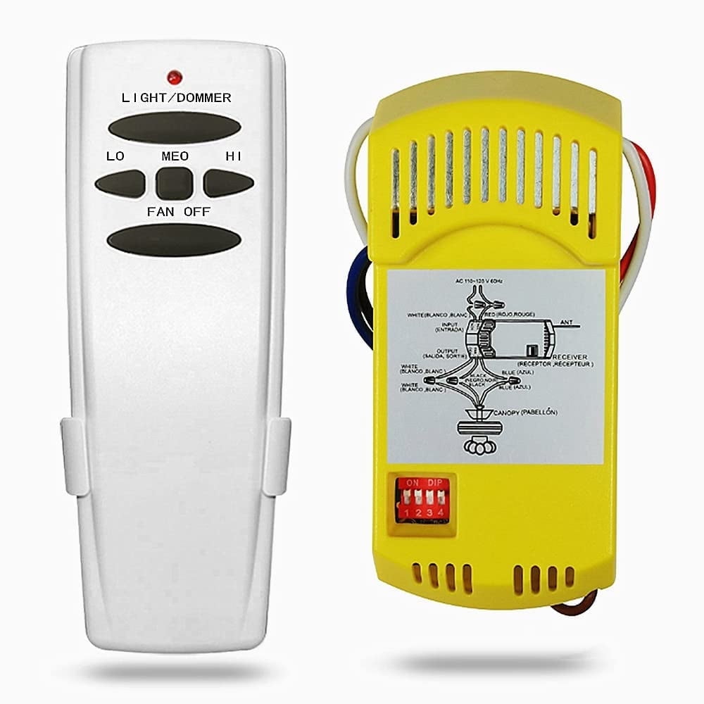 Universal Ceiling Fan Remote Control Kit with Yellow Receiver