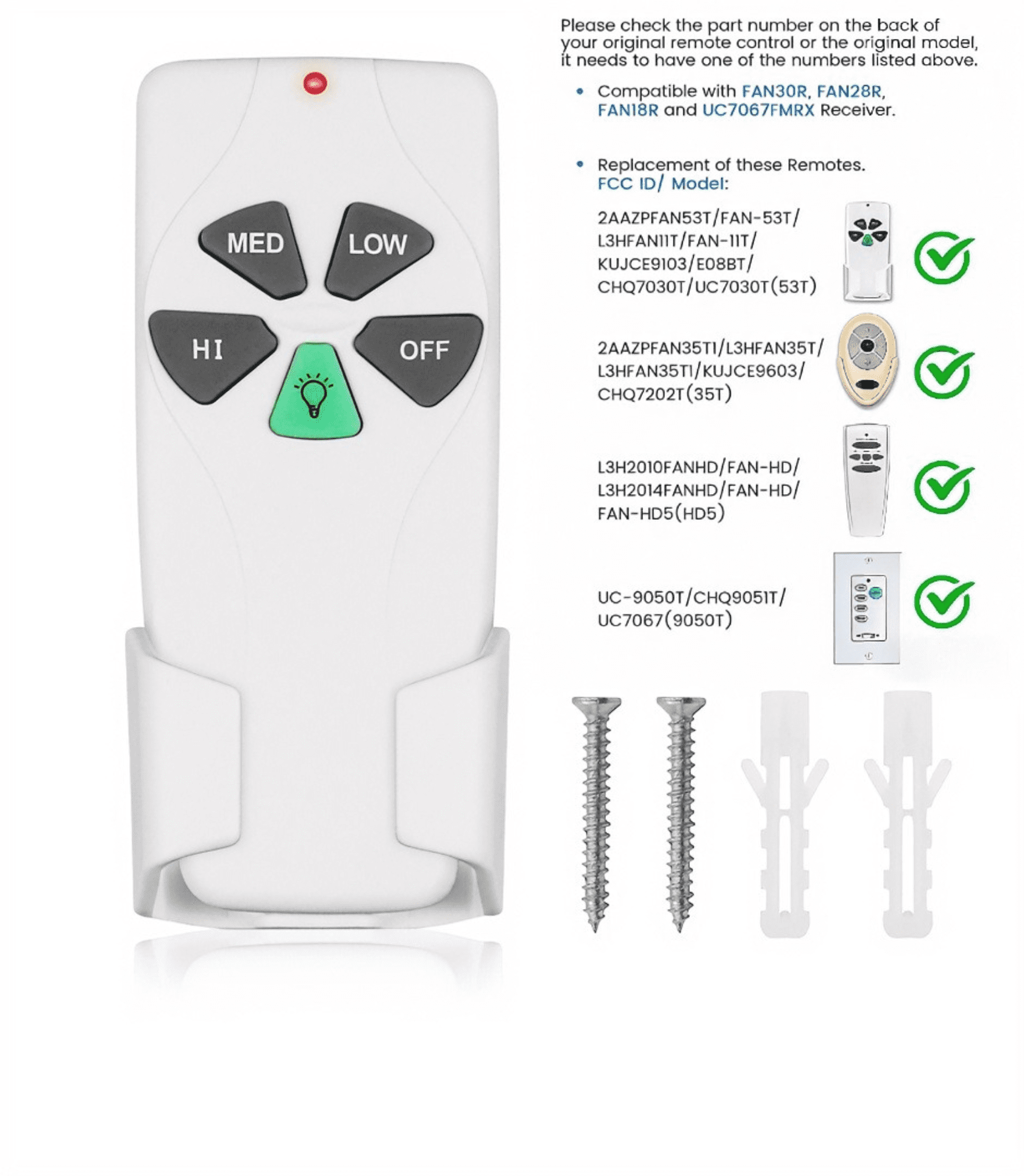 COREBAY 3-Speed Ceiling Fan Remote Control, Universal Fan and Light ...