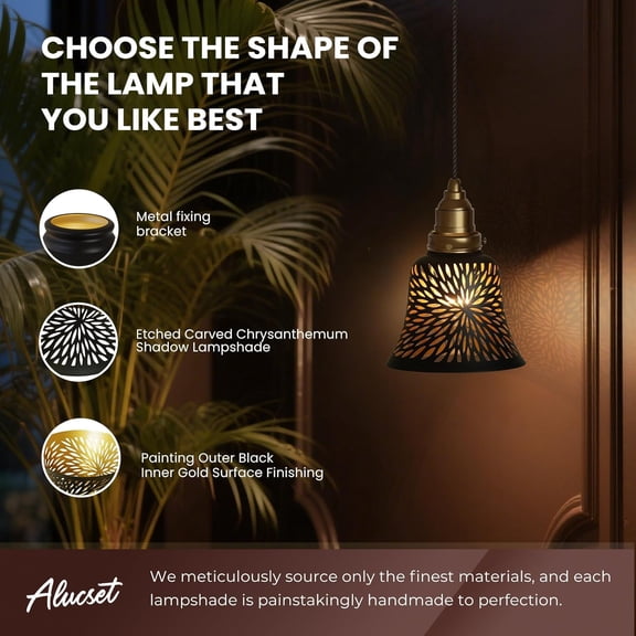 Ceiling Fan Replacement Globes, 4 Pack Chrysanthemum Pattern Fixture Replacement Globes Shades with 1-5/8" Fitter, 4.5" Height and 4-3/4" Diameter, Metal Cover for Pendant Lamp Wall Lamp