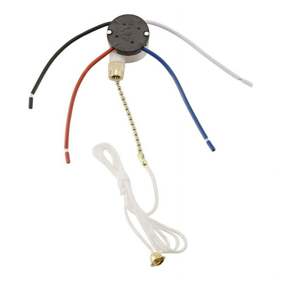 Ceiling Fan Switch Kit 3 Speed 4 Wire, Fan Switch Zipper Speed Control Switch, ZE-208S Pull Wire Switch with Rope Gold