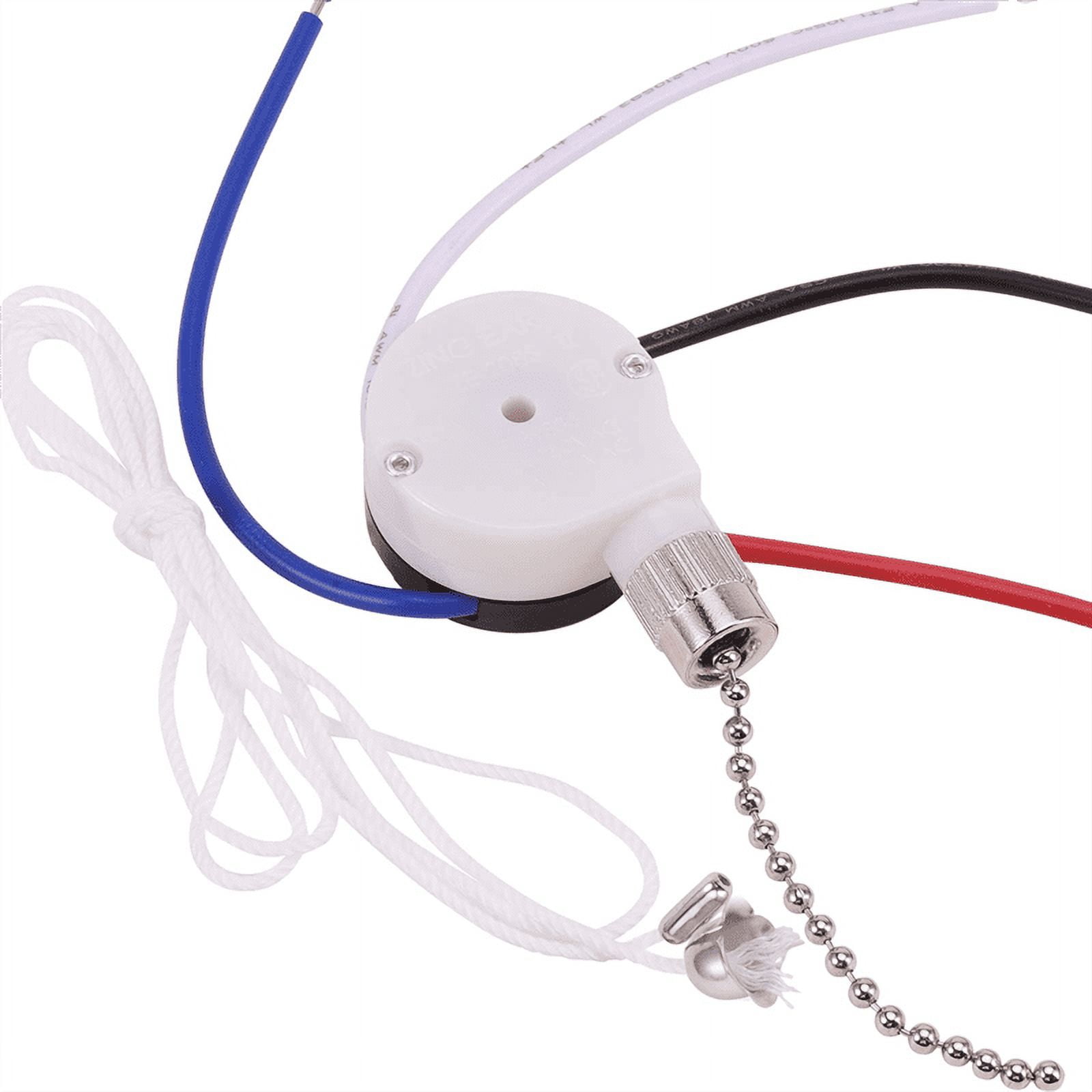 Ceiling Fan Switch Kit 3 Speed 4 Wire, Fan Switch Zipper Speed Control Switch, ZE208S Pull Wire