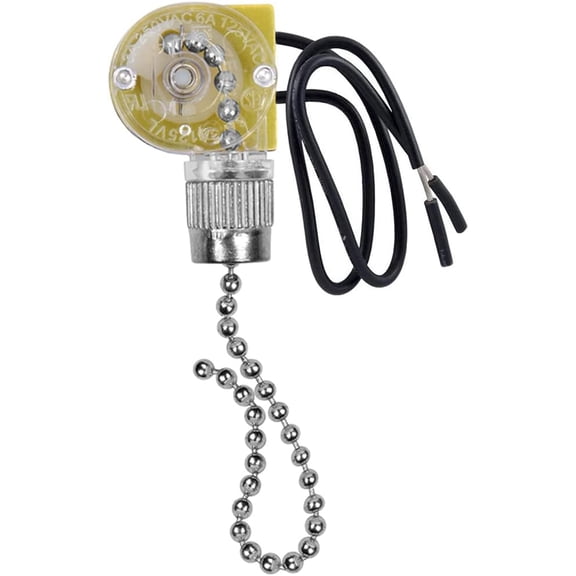 Ceiling Fan Switch Zing Ear ZE-109,Two-Wire Light On-Off with Pull Chain Cords Compatible with Hunter Ceiling Fans Lights Lamps and Wall Lights, Nickel Replacement 1 Pack