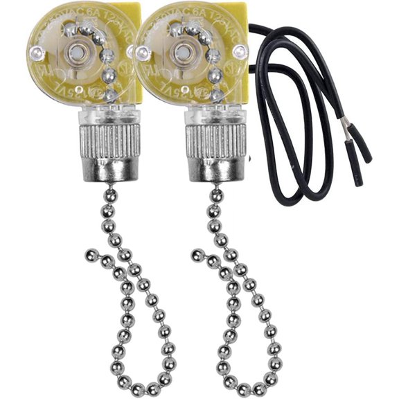 Ceiling Fan Switch Zing Ear ZE-109 Two-Wire Light Switch with Pull Cords for Ceiling Light Fans Lamps and Wall Lights Pull Chain Switch Control Replacement On-Off,2 Pcs (Nickel)