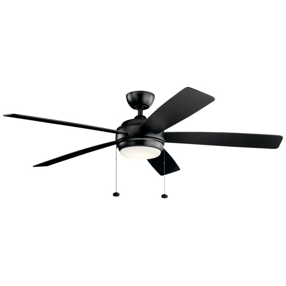 60" Kichler Starkk Satin Black LED Ceiling Fan with Pull Chain