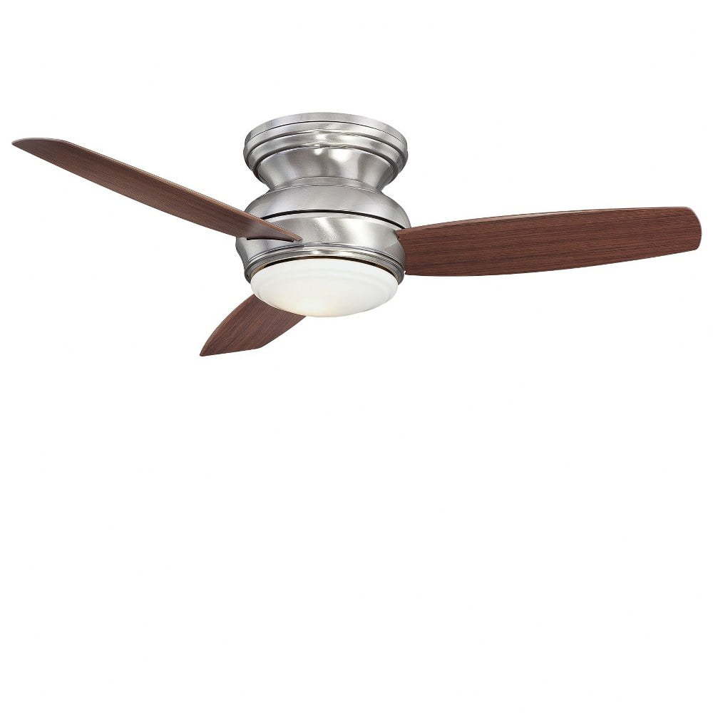 44" Pewter Flushmount Ceiling Fan with Dark Maple Blades and LED Light