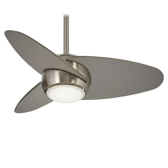 Ceiling Fan With Light Kit In Transitional Style 16 Inches Tall By 36 Inches Wide-Brushed Steel Finish-Silver Blade Color Minka Aire Fans F410l-Bs