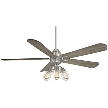 Ceiling Fan With Light Kit In Transitional Style 20.5 Inches Tall By 56 Inches Wide-Brushed Nickel Finish-Seashore Grey Blade Color Minka Aire Fans