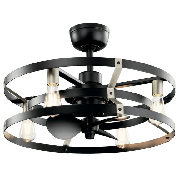 Ceiling Fan With Light Kit With Contemporary Inspirations 16.25 Inches Tall By 25 Inches Wide-Satin Black Finish Kichler Lighting 300040Sbk