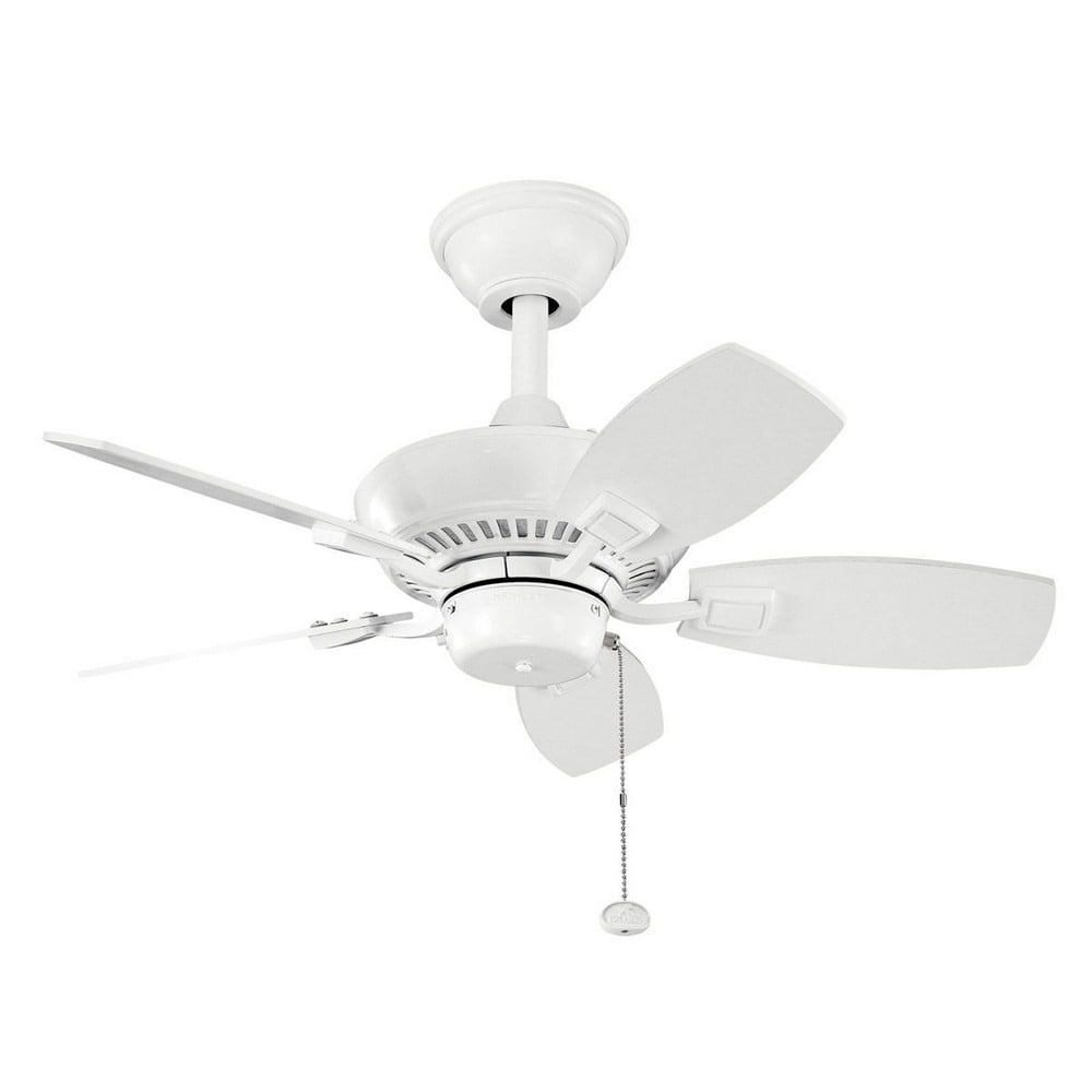 White 30" Steel 5-Blade Low Profile Ceiling Fan