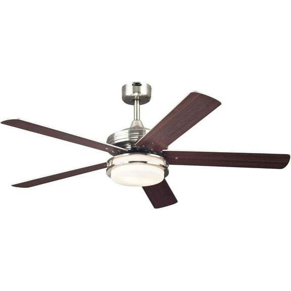 Ceiling Fan with LED Light and Remote Control, Nickel