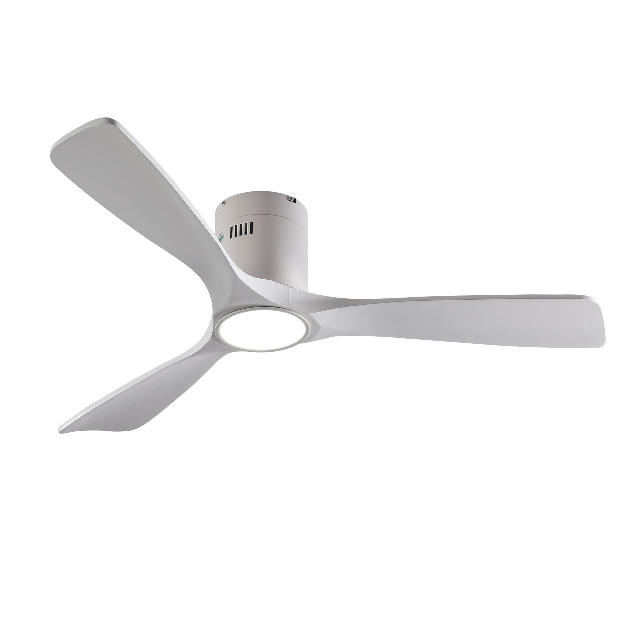 Ceiling Fan with Light, 52 Inch Solid Wood Blade Fan for Bedroom Home Indoor Rest Space, Matte White Wood