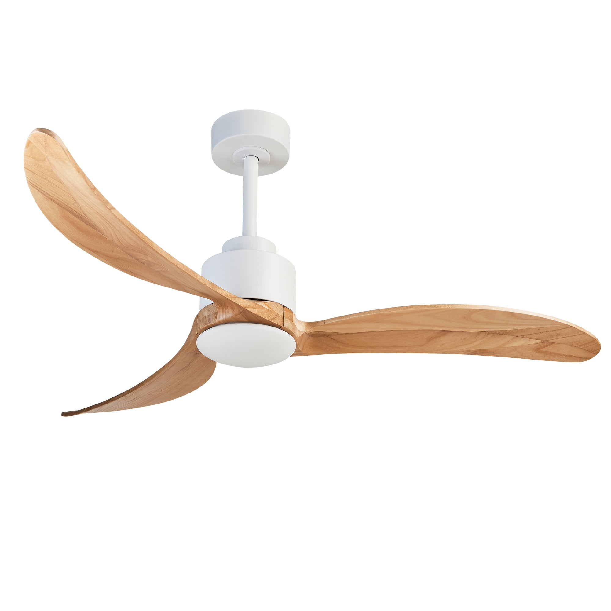 Ceiling Fan with Light, 52 Inch Solid Wood Blade Fan for Home Living Room Indoor Decor, White Wood