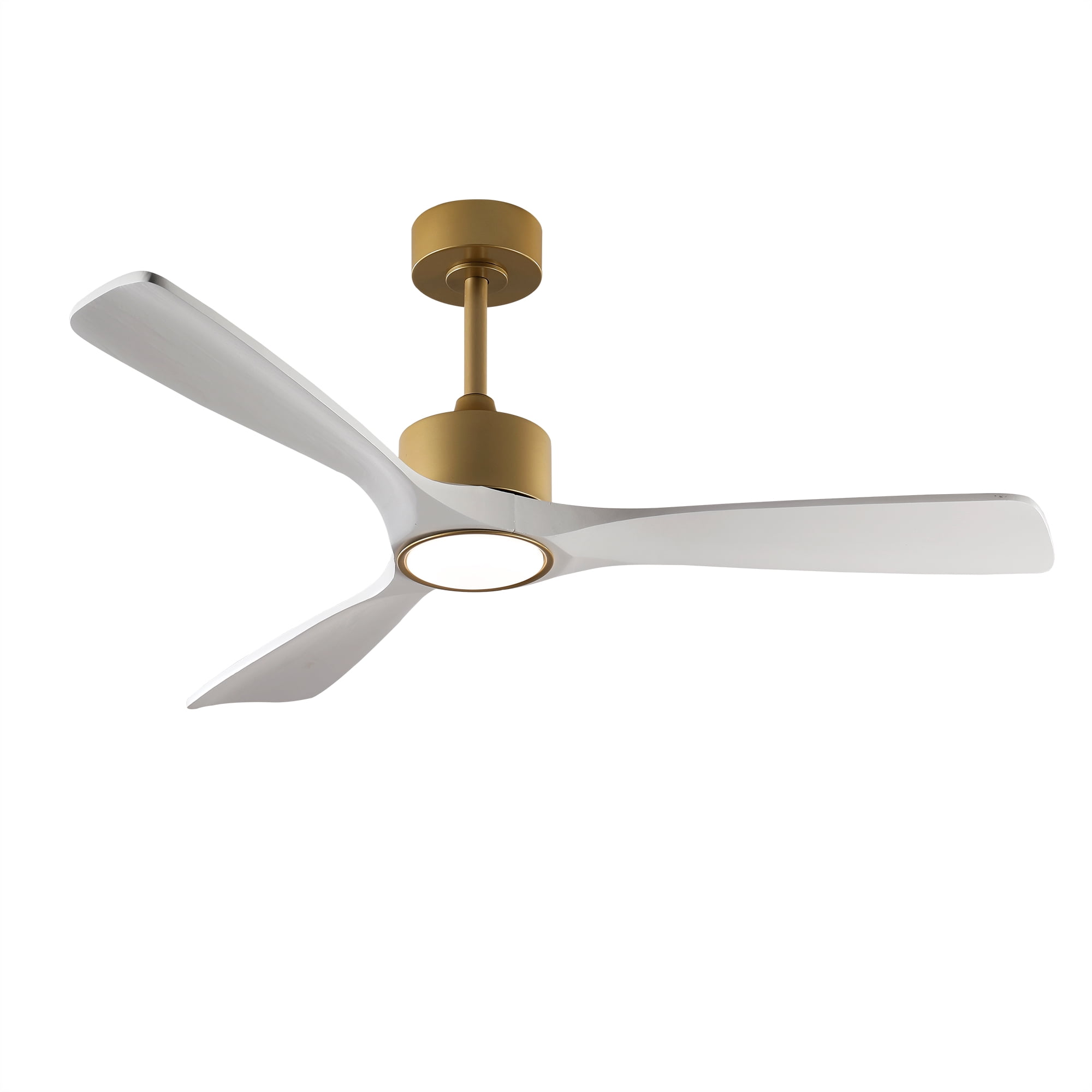 Ceiling Fan with Light, 52 Inch Solid Wood Blade Fan for Living Room Bedroom Home Decor, Gold White Walnut