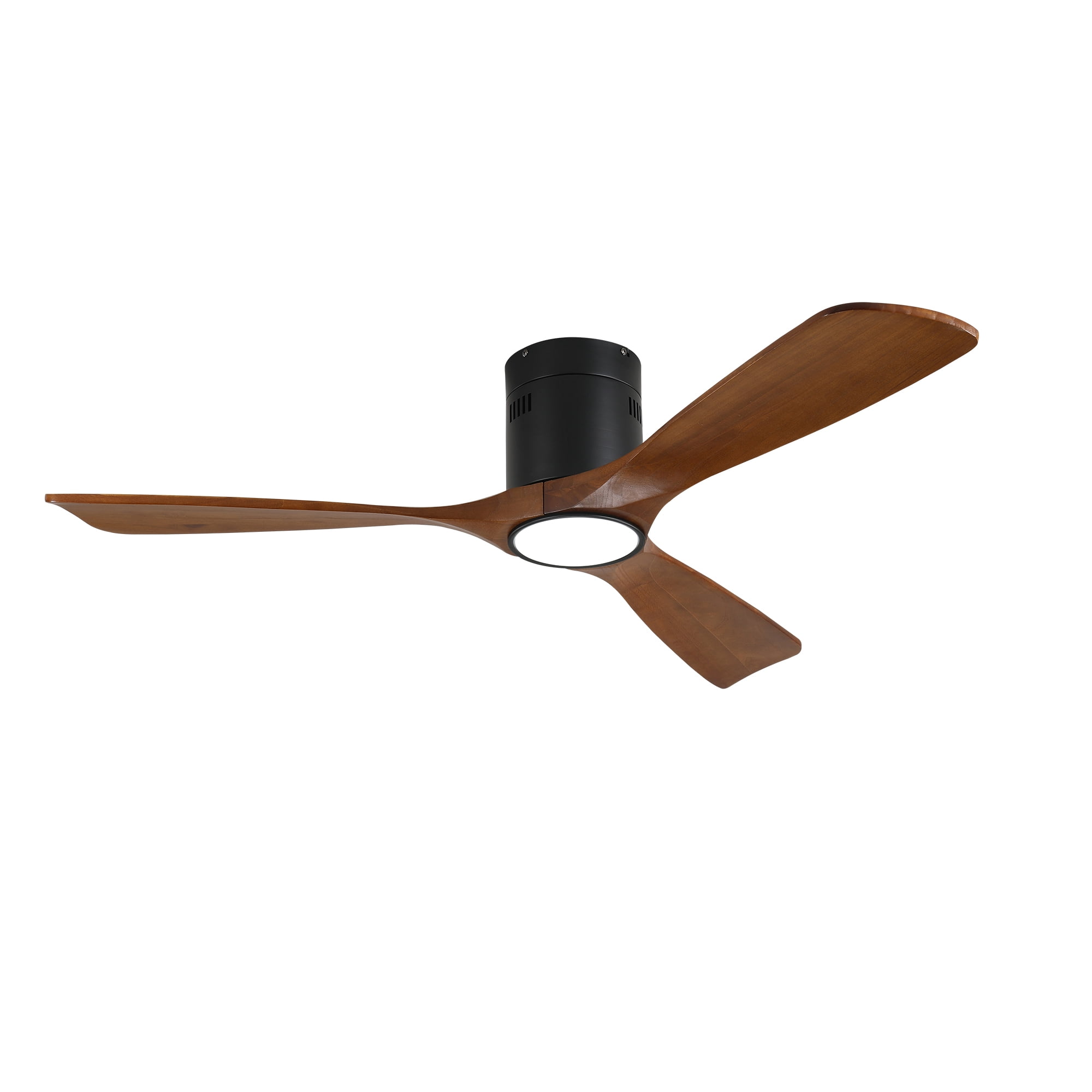Ceiling Fan with Light, 52 Inch Solid Wood Blade Remote Fan for Home Living Indoor Area, Matte Black Wood