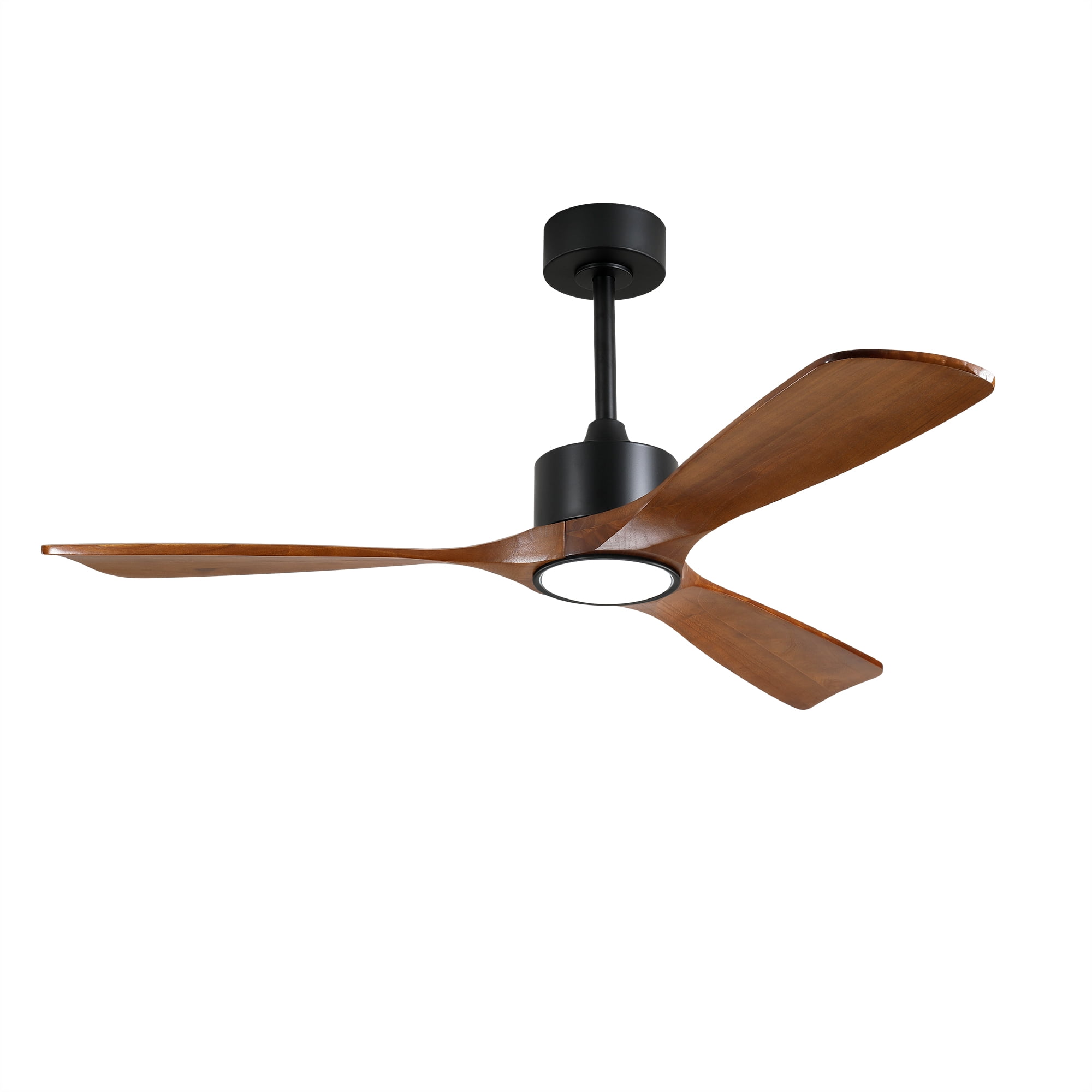 Ceiling Fan with Light, 52 Inch Solid Wood Blade Remote Fan for Home Living Indoor Area, Matte Black Wood