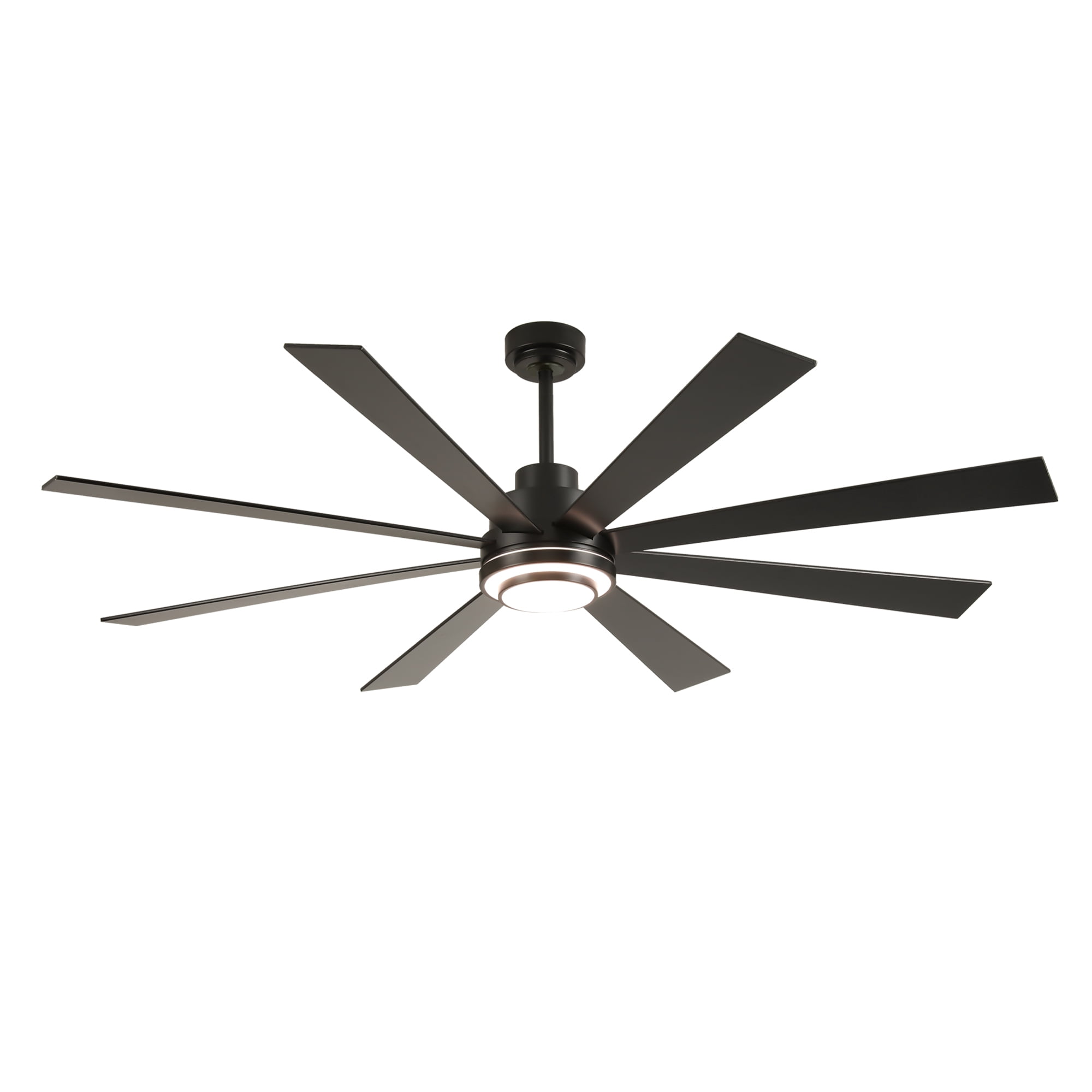 Ceiling Fan with Light, 72 Inch Large Size Fan for Household Big Living Room Bedroom, Matte Black Wood
