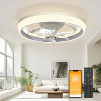Ceiling Fan with Light, Remote & APP Control, 19" Low Profile Ceiling Fan with 3 Colors Lighting and 6 Wind Speeds, Invisible Bladeless Ceiling Fan