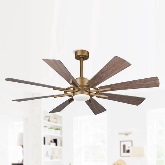 Parrot Uncle 60 Inch LED Ceiling Fan with Light and Remote, Gold, Quiet for Bedrooms
