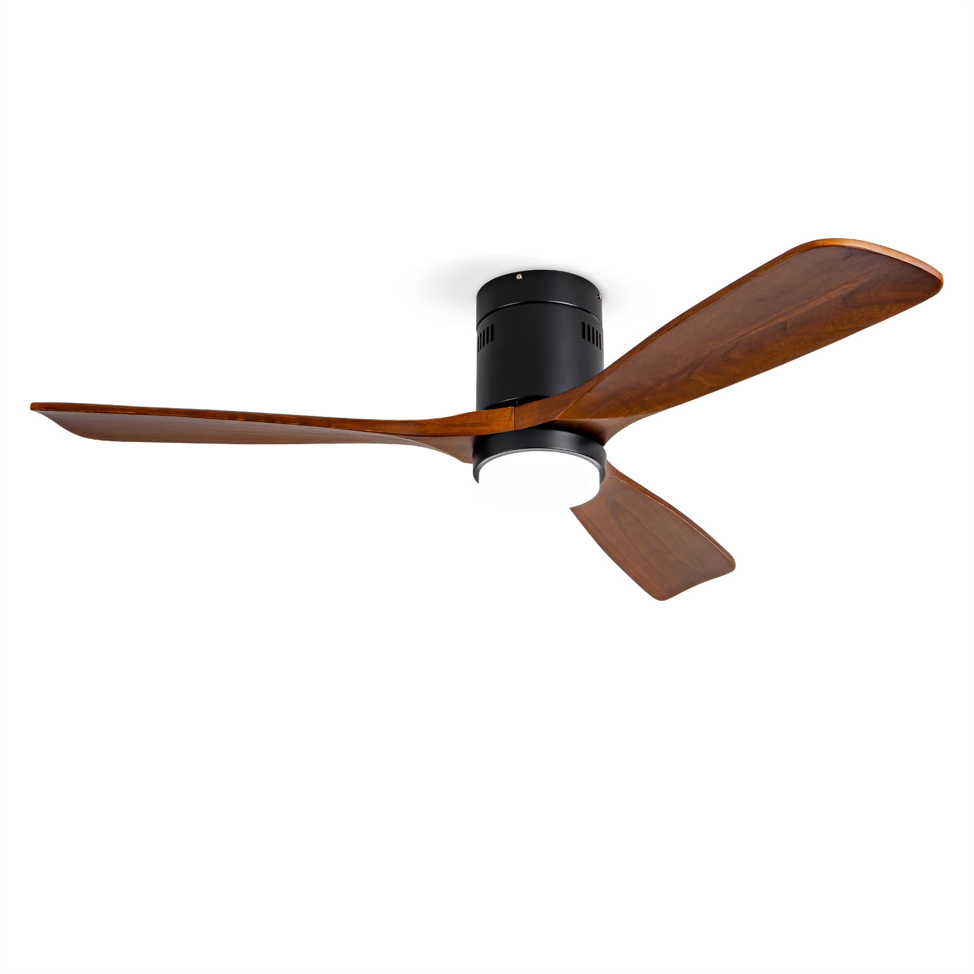 Ceiling Fan with Lights, 52 Inch Flush Mount Remote Control Wood Blades Ceiling Fan for Bedroom Farmhouse Indoor, Black