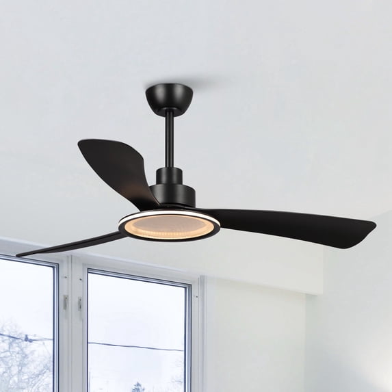Ceiling Fan with Lights Remote Control,52"Black Ceiling Fan with 3 Color Temperature,3 Reversible Blade for Bedroom, Indoor/Outdoor Use