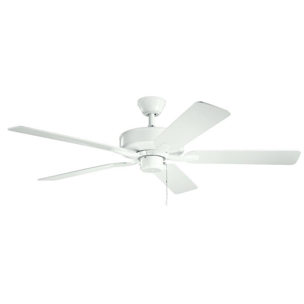 White Steel 52-inch Traditional Ceiling Fan with Light Kit