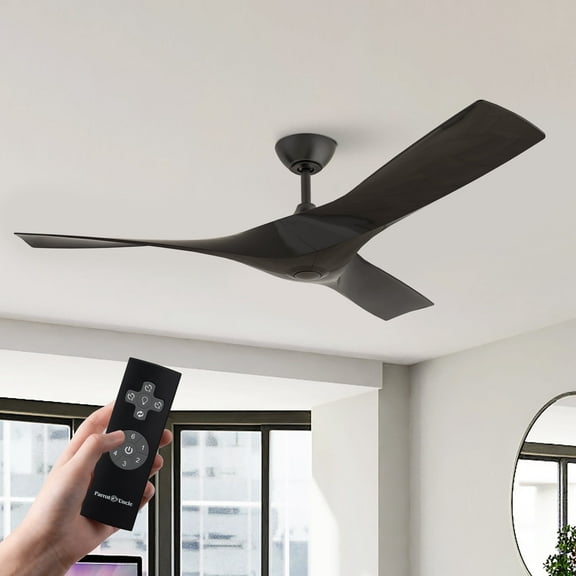 Whose Lamp Modern 52" Black Ceiling Fan without Light, Ceiling Fan with Remote Control, 6 Wind Speed,DC Motor for Patio Living Room Bedroom