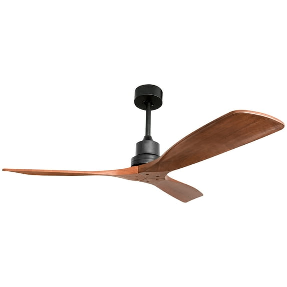 Ceiling Fans 52in, Indoor Ceiling Fan with Reversible Motor and Remote, Carved Wood Fan Blade, Brown, LJ2609
