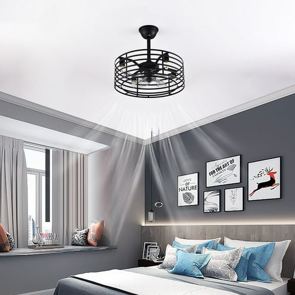 Ceiling Fans, Adjustable 3-Speed Control, Timer Function (1/2/4 hours), Intelligent Remote Control, Corrosion-Resistant Iron and Classic Black Design, Perfect for Bedrooms and Living Rooms