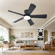 Ceiling Fans with Lights, 40 Inch Low Profile Ceiling Fan with Light and Remote Control, LED Dimmable 6 Speeds Noiseless Reversible Modern Flush Mount Ceiling Fans for Bedroom, Living Room, Black