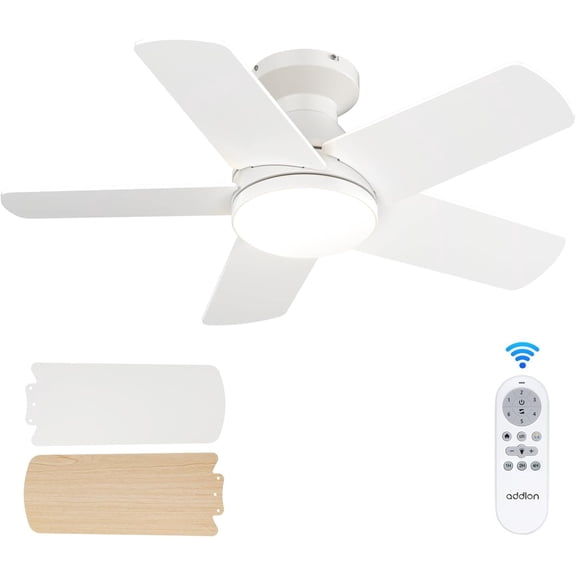 Ceiling Fans with Lights, 42 Inch Low Profile Ceiling Fan with Light and Remote Control, Flush Mount, Reversible, 3CCT, Dimmable, Quiet, Black Small Ceiling Fan for Bedroom Indoor/Outdoor Use