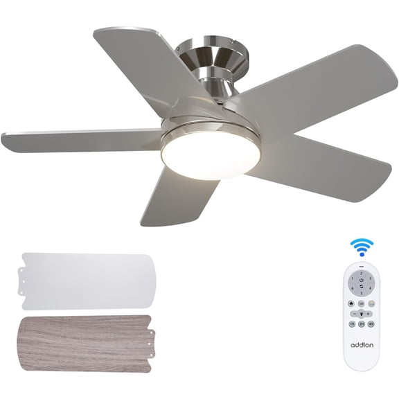 Ceiling Fans with Lights, 42 Inch Low Profile Ceiling Fan with Light and Remote Control, Flush Mount, Reversible, 3CCT, Dimmable, Quiet, Black Small Ceiling Fan for Bedroom Indoor/Outdoor Use
