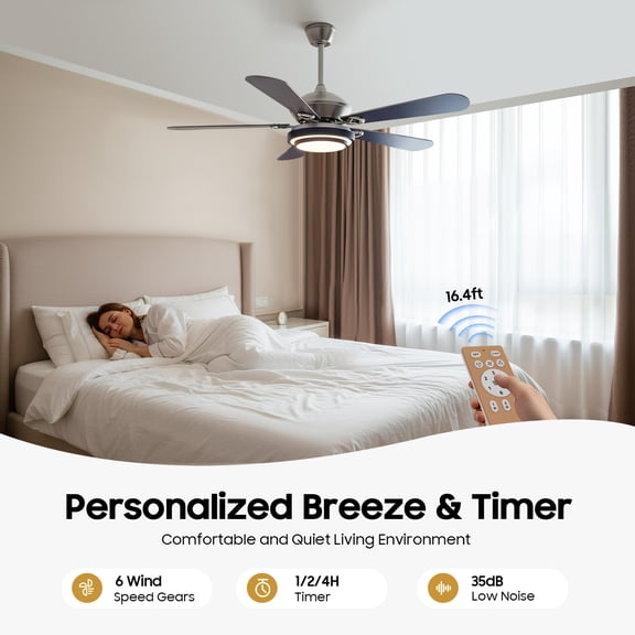 Ceiling Fans with Lights- 52", Ceiling Fans with Lights and Remote, Blue Modern Ceiling Fan with 3 Tone Lighting and Wind Speed Adjustment for Living Room Bedroom Kitchen Restaurant